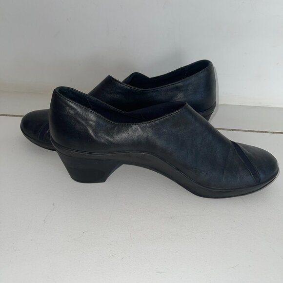 Romika Black Leather Comfort Slip On Shoes Heel Women Size 42- 11 US - Picture 2 of 3